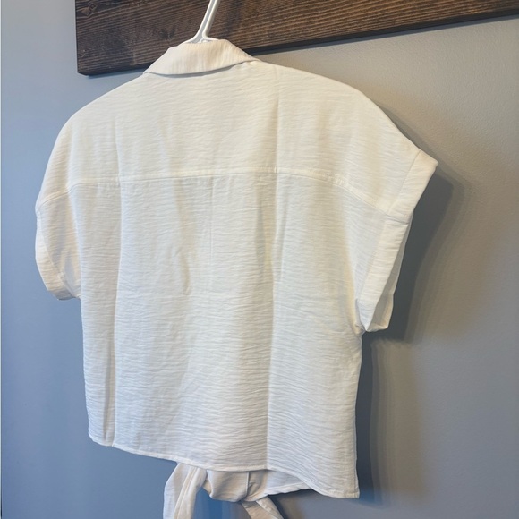 Reitmans White Cap Sleeve Tie Front Button Down Shirt XXS - Picture 5 of 10